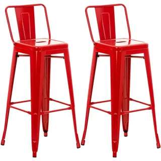 CLP Barhocker 2er Set mit Lehne im Industrial-Look Mason, mit Rückenlehne,rot - Rot