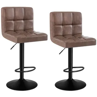 Woltu Barhocker 2er Set Barstuhl Tresenhocker Bistrohocker Designer Hocker mit Rückenlehne Kunstleder in Antiklederoptik höhenverstellbar drehbar