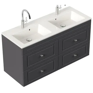 Badmöbel Argos Cottage Doppel-Waschbecken Anthrazit - Grau