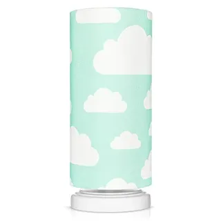 LAMPS & COMPANY Nachttischlampe Kinder, süße Wolken Lampe ideal als Kinderzimmer Deko Mädchen und Jungen, Tischlampe mint und weiß mit Wolkenmuster, einzigartiges Baby Nachtlicht, kleine Lampe