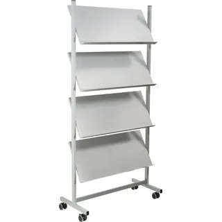 Helit H6813499 Prospektregal grau DIN A4, silber