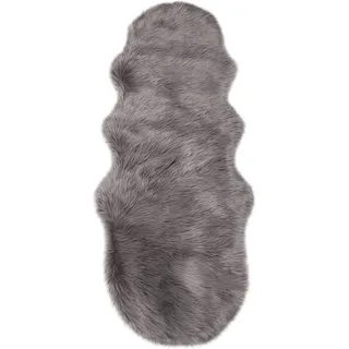WOLTU Fellteppiche Schaffell, Kunstfell Lammfellimitat Teppich flauschig, Longhair Fell Optik, Dekofell für Stühle, Couch, Sofa Wohnzimmer Schlafzimmer Kinderzimmer, Hellgrau, (170-180) x 60cm