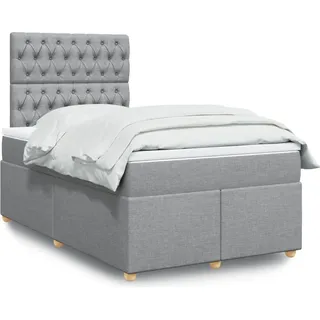 Langlebige Boxspringbett mit Matratze Hellgrau 120x200 cm Stoff Gästebett mit Lattenrost Möbel5763470 - Grau