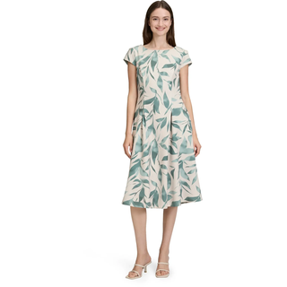 Cocktailkleid BETTY & CO "Cocktailkleid mit Aufdruck", Damen, Gr. 42, EURO, bunt (nature, grün), Obermaterial: 90% Polyester PES. 10% Elasthan EL., Kleider Cocktailkleid