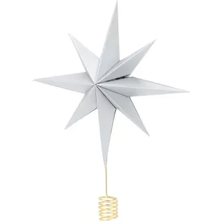 Home Styling Collection Baumspitze Stern 30 cm , Silberfarben , Papier , 30 cm , Dekoration, Weihnachtsdekoration, Christbaumschmuck, Christbaumspitzen
