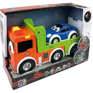 Happy People Spielzeug-LKW "MAN KIDS Autotransporter mit PKW" mit Licht und Sound, bunt