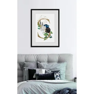 queence Bild »S« Buchstaben   Pflanzen   Pflanzenbilder   S 1 Stk. tlg. HD Premium Poster-Druck inkl. Holzrahmen, goldfarben