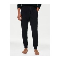 Mens M&S Collection Pure Cotton Waffle Jogger Bottoms - Navy, Navy - L