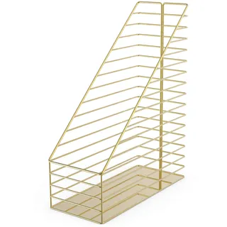 U Brands Zeitschriftenhalter aus Metall, Schreibtischzubehör, Vena-Kollektion, Gold