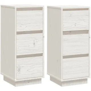 Sideboards 2 Stk. Weiß 32x34x75 cm Massivholz Kiefer - Weiß