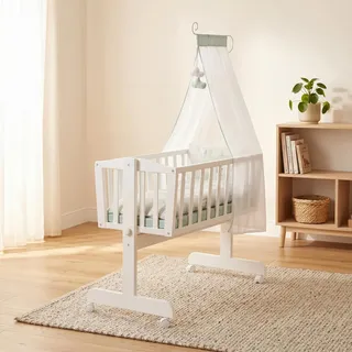 roba Babywiegenset Woodland Buddies - weiß , Textil - 40x90 cm , Babymöbel - Kindermöbel, Babyzimmer, Babybetten, Stubenwagen & Babywiegen