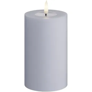 Deluxe Homeart Flammenlose LED-Kerze für den Innenbereich, staubblau, mit echter Flame™-Technologie, batteriebetriebene Kerze (7,5 x 12,5 cm)
