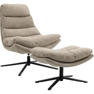 Duo Collection Relaxsessel PORTO Polyester 83 x 100 x 92 cm Beige mit Hocker