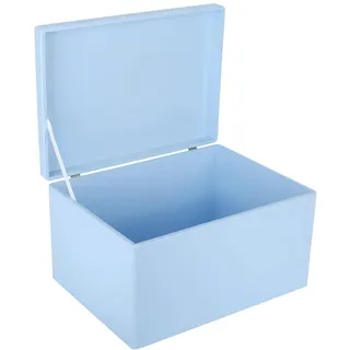 Creative Deco XXL Blau Große Holzkiste mit Deckel | 40x30x24 cm (+/-1cm) | Holztruhe Erinnerungsbox Baby Holzbox mit Deckel Ostern Kasten | Für Dokumente, Spielzeuge | ROH, UNGESCHLIFFEN