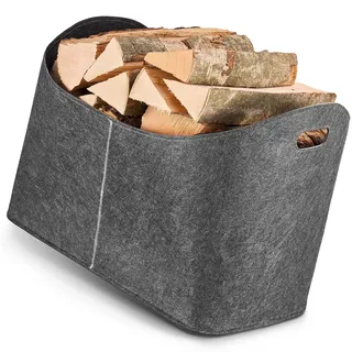 Balinco Kaminholzkorb Groß, Kaminholztasche Filz, Allzweckkorb, Einkaufskorb, Aufbewahrungskorb für Holz, Zeitungen, Bad, Spielzeug, Wäsche, Shopper