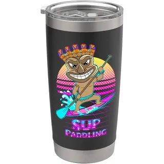 80s Retro Stand Up Paddeln Polynesien Tiki Stehpaddelboard Doppelwandiger Edelstahl-Thermobecher