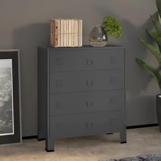 The Living Store Industrial Kommode mit Schubladen Anthrazit 78x40x93 cm Metall - Grau
