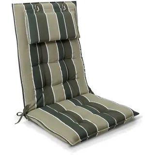 Beautissu Hochlehner Auflage 119 x 50 x 8 cm grün/gestreift 1 St.