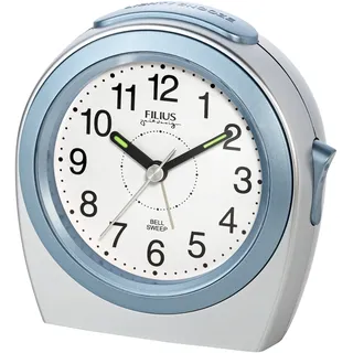 FILIUS zeitdesign Quarzwecker Schlafzimmer, Wecker,Beleuchtung,schleichende Sekunde,Snooze,Piepalarm, silberfarben