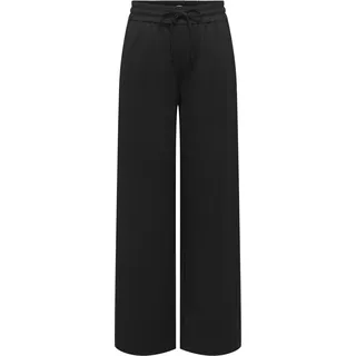 Only Jogger Pants "ONLPOPTRASH-TADIA MW X-WIDE PNT", Damen, Gr. L (40), Länge 32, schwarz, Milano Rib, Obermaterial: 63% Viskose, 33% Polyester, 4% Elasthan, unifarben, regular fit normal, Hosen