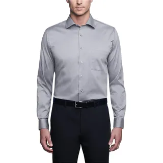 Van Heusen Herren Hemd Regular Fit Flex Kragen Stretch Solid Smokinghemd, Grau (Grey Mist), 46 cm Hals 86 cm-89 cm Ärmel
