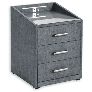 meinBett Nachtkonsole mit LED-Beleuchtung und USB-Anschluss - grau - Maße cm B: 47 H: 61 T: 46.0