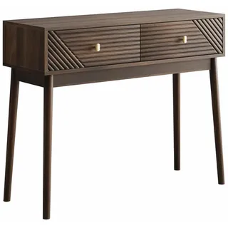 Urban Meuble Schminktisch mit 2 Schubladen in Walnussoptik , Braun , Holzwerkstoff , Rechteckig , 100x80x35 cm , Wohnzimmer, Wohnzimmertische, Konsolentische