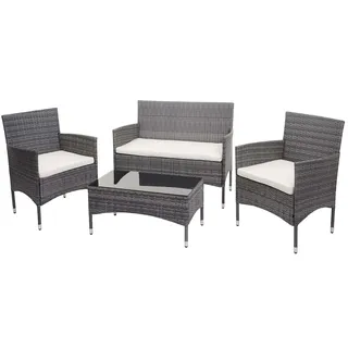 Mendler Poly-Rattan Garnitur 7-tlg. Grau