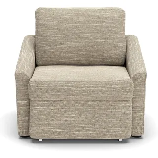 DOMO. collection Sessel Relax, Dauerschläfer, Boxspring Sofa mit Schlaffunktion, Schlafsessel, Gästebett, Schlafsofa 108 x 96 x 86 cm (BxTxH), beige-braun