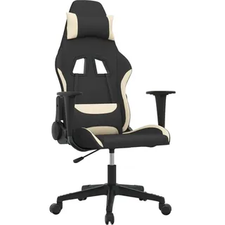 vidaXL Gaming-Stuhl mit Massagefunktion Schwarz und Creme Stoff - Creme