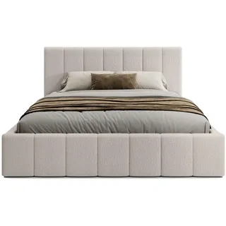 FEDVE Polsterbett Doppelbett Handorf Schlafzimmer Bett Bettkasten 120x200 cm Creme (Anthology 01) - Creme