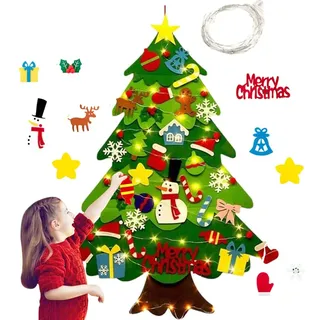 Weihnachtsbaumfilz Filz, 37.4 Zoll Weihnachtsbaum Filz mit 32 Ornamenten, Weihnachtsbaum Kinder, Filzdekoration Weihnachtsbaum, Filz-Weihnachtsbaum Kinder, DIY Weihnachtsbaumdekoration Geschenke