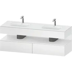 Duravit Qatego Einbauwaschtisch mit Konsolenwaschtischunterbau, 1600x550x600mm, Nische Weiß Matt, Doppelwaschtisch, QA4797018, Farbe: Weiß Matt/mit Nischenbeleuchtung