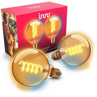 Innr Zigbee E27 LED, funktioniert mit Philips Hue*, smart Filament Globe Lampe warmweiß bis kaltweiß 640lm, 2-Pack
