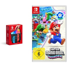 Nintendo Switch-Konsole (OLED-Modell) Neon-Rot/Neon-Blau + Super Mario Bros. Wonder Switch