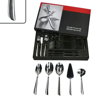 JUSTINUS 35tlg Twist Komplett-Besteck-Set inkl Anlegeteile 6 Pers. Messer Gabel Löffel