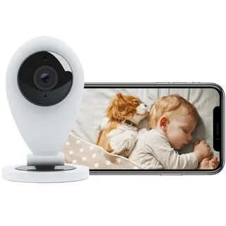 HiKam S5 WLAN Kamera überwachung innen, Überwachungskamera Indoor mit App und Alexa, HD Video, Hundekamera, Bewegungsmelder, Nachtsich (2023 Neu, weiß, Deutsche Support)