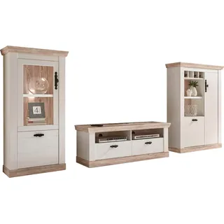 Home affaire Wohnwand »Florenz, Anbauwand im Landhausstil, Komplettset mit Metallgriffen« 3 Stk. tlg., weiß