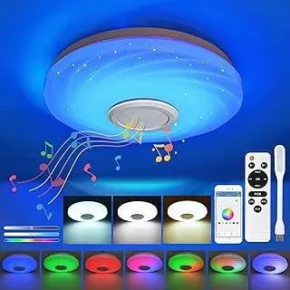 LED Deckenleuchte Dimmbar Deckenlampe Fernbedienung 36W Lampe RGB Farbwechsel Smart Lautsprecher + USB Licht Jugendzimmer Kinderzimmer Junge Zimmer Decke Bluetooth Mädchen Sternenhimmel Zimmerlampe