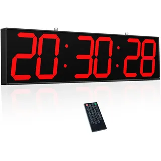 CHKOSDA 27'' Doppelseitige Digitale Wanduhr, Multifunktionsuhr mit Timer, Temperatur- und Datumsanzeige, großes Display für Flure, Bahnhöfe und Krankenhäuser (rot)