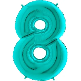 Ballonim Zahlenballon 0-9 100 cm Tiffany blau türkis Mint Luftballon Zahlen Helium Luftballons XXL (Zahl 8)
