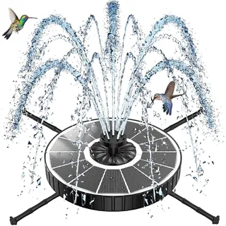 SZMP 3.5W Solar Springbrunnen für Außen mit Rotierende Stange, 2026 Upgrade Glas Solar Teichpumpe, Verstellbare Wasserhöhe, Solarbrunnen mit 8 Effekte Solar Schwimmender Solarpumpe für Garten, Teich