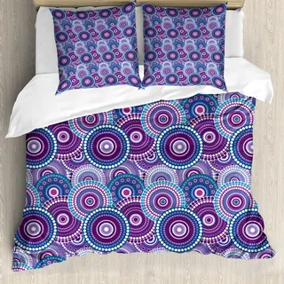 ABAKUHAUS Lila Bettbezug, Circular-Punkt-Muster, Milbensicher Allergiker geeignet mit Kissenbezügen, 200 cm x 200 cm - 80 x 80 cm, Mehrfarbig