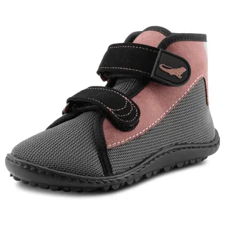Barfußschuh LEGUANO "LEGUANITO SCIPPO", Mädchen, Gr. 26, rosa (grau, rosa), Textil, Schuhe Barfußschuh, Schnürschuh, Klettschuh, Bequemschuh, für Maschinenwäsche geeignet