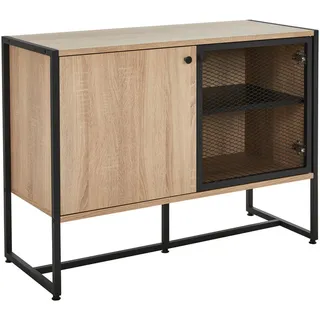 Novel Sideboard , Schwarz, Sonoma Eiche , Metall , 2 Fächer , 100x75x41 cm , stehend , Kleinmöbel, Kommoden, Sideboards