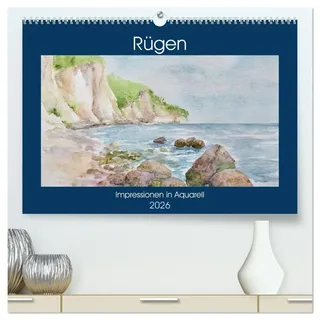 Calvendo Rügen Impressionen in Aquarell (hochwertiger Premium Wandkalender 2026 DIN A2 quer), Kunstdruck in Hochglanz: