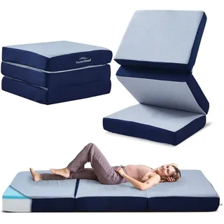 MKS Klappmatratze Gästematratze 75x195x15cm Memory Foam, 3-teilige Faltmatratze, Bodenmatratze Klappbar, Schlafmatratze Gästebett Faltbar