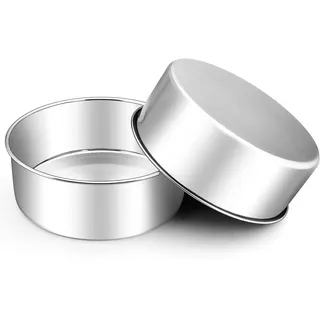 Joyfair Backform 2er Set, 20cm Edelstahl Rund Kuchenform, 7cm Hoch Kuchenbackform für Geburtstag/Hochzeit/Weihnachten Schichttorten, Gesund & Ungiftig, Spülmaschinenfest