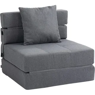 HOMCOM Schlafsessel klappbar, Schlafsofa, 2-in-1 Klappsessel mit Bettfunktion, Relaxsessel mit Kissen, Gästebett für Wohnzimmer, Schlafzimmer, bis 120 kg Belastbar, Dunkelgrau