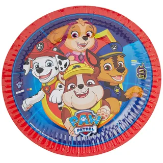 Amscan 9903818- Teller Paw Patrol, 8 Stück, Durchmesser 22,8 cm, Pappteller, Kindergeburtstag